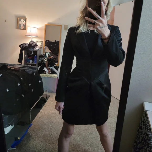 black satin blazer dress Rhinestone Satin Blazer Dress main image 0